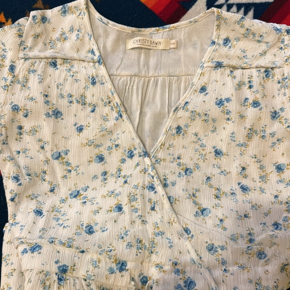Christy Dawn Blue Floral Mini Dress - Picture 1 of 4
